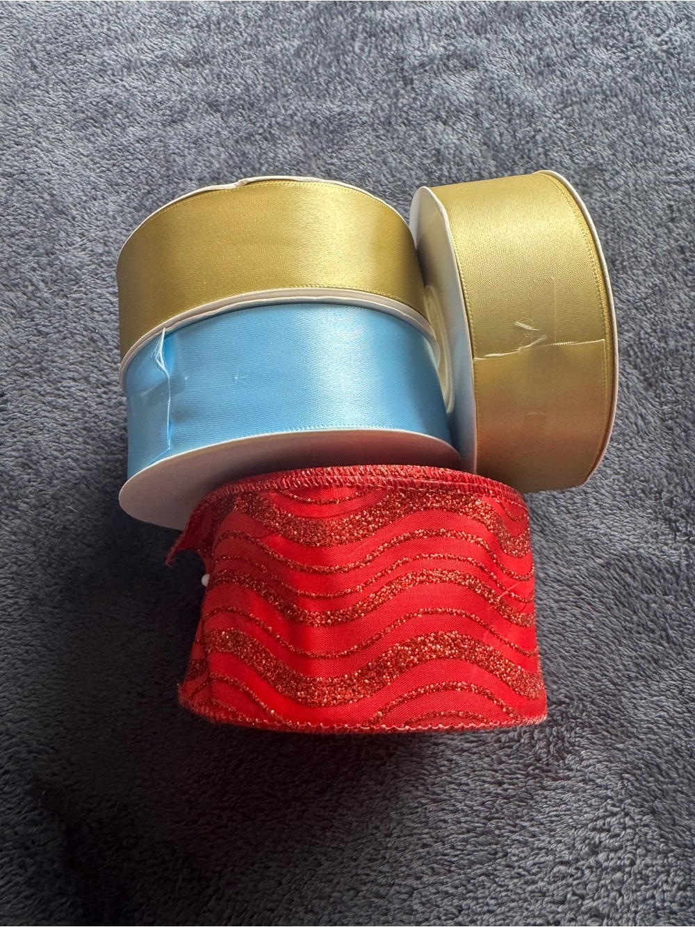 Decorative Ribbon Bundle - Gold, Light Blue, Red